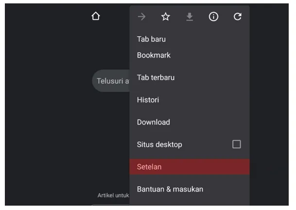 Menu Setelan Chrome