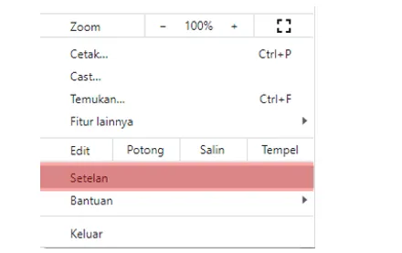 Menu Setelan Chrome