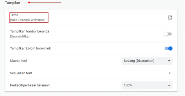 Buka Menu Tema di Webstore