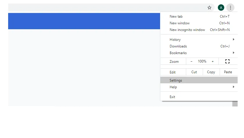 Menu Settings Chrome