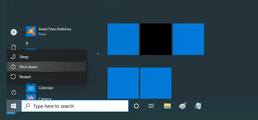 Menu Shutdown Laptop
