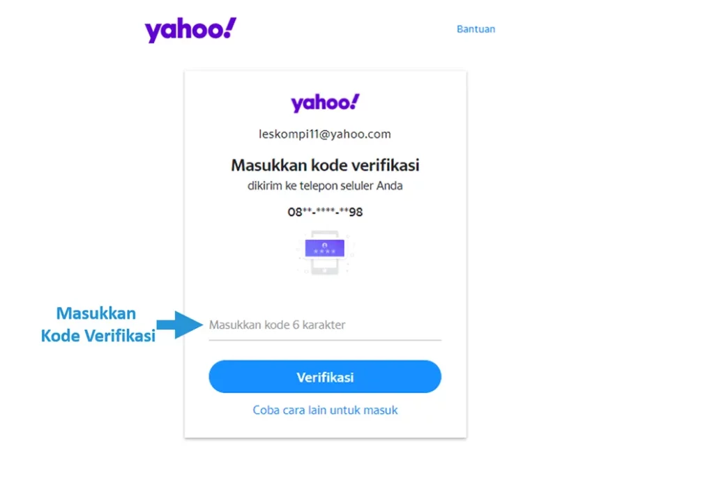 Masukkan Kode Verifikasi Yahoo