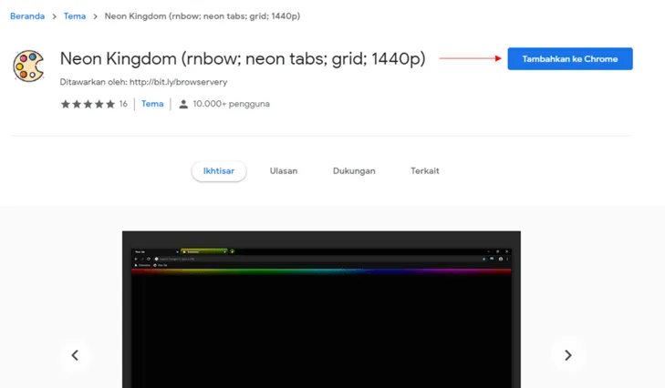 Tambah Tema Baru Chrome