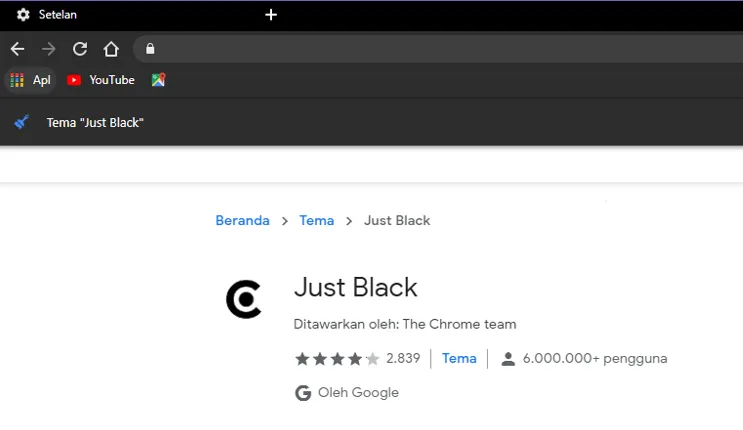 Tema Hitam Chrome