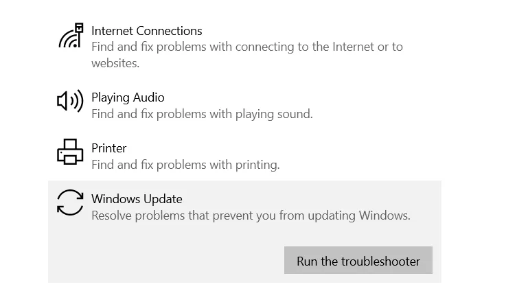 Troubleshooter Windows