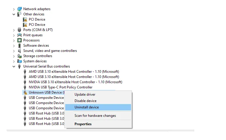 Uninstall USB Device