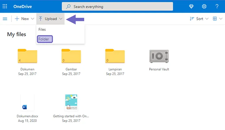 Upload Folder Baru OneDrive