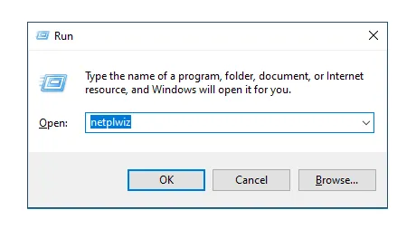 Netplwiz di Run