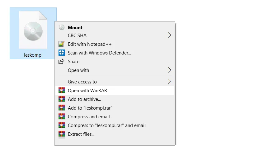 Buka File ISO di Winrar