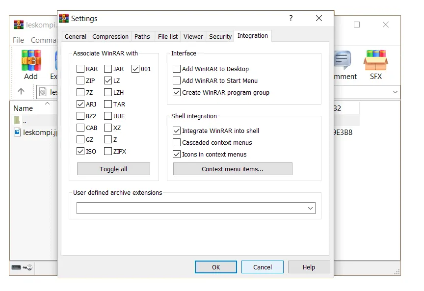 Setting ISO di Winrar
