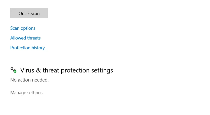 Menu Manage Settings