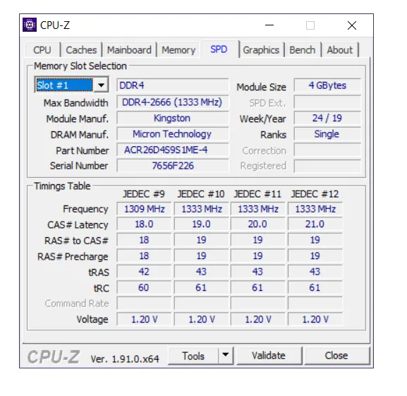 Cek Slot RAM di CPU Z