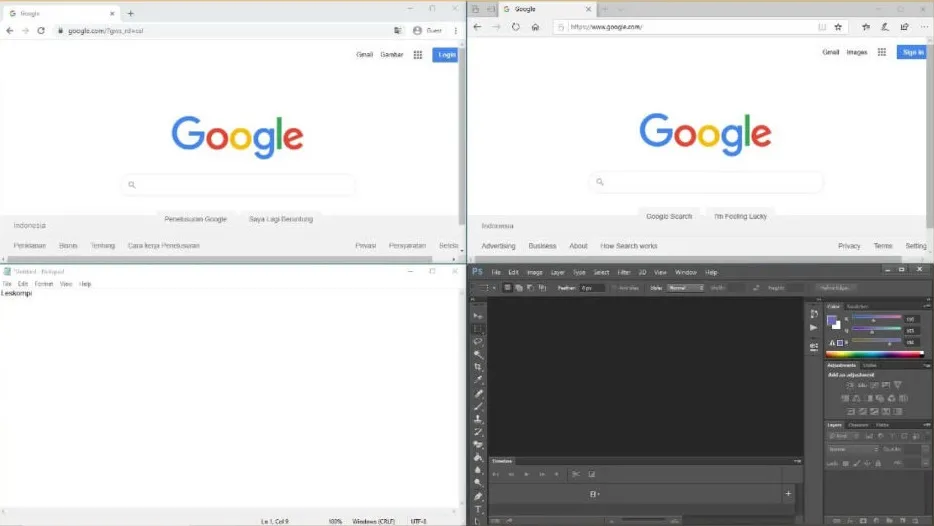 Split Screen 4 Aplikasi Sekaligus
