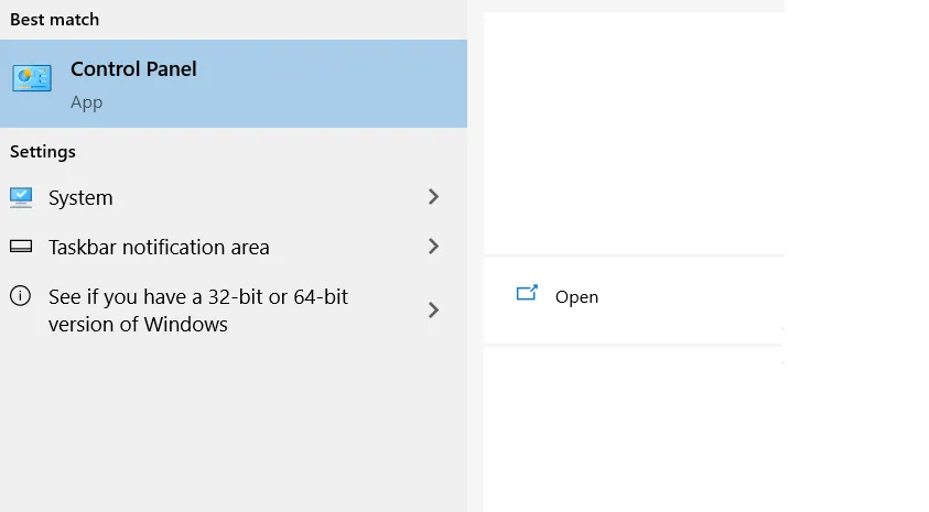 Buka Control Panel