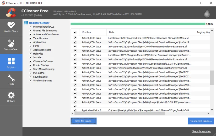 Hapus Registry CCleaner