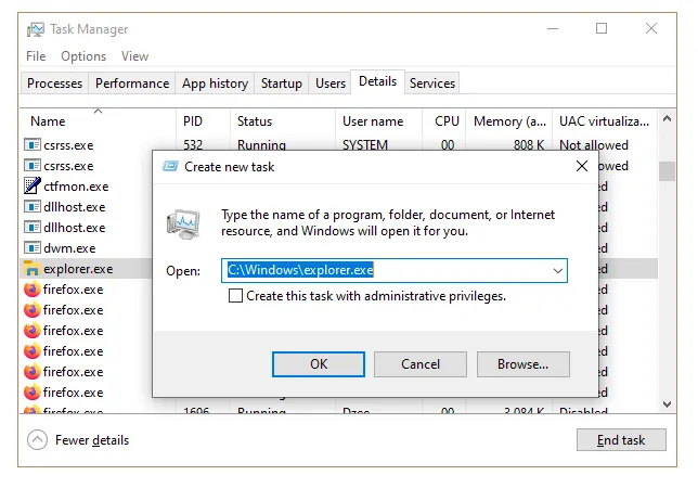 Buka Ulang Explorer