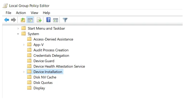 Menu Device Installation Gpedit