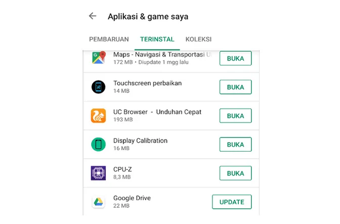 Menu Aplikasi di Playstore