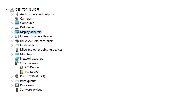 Menu Display Adapter Windows