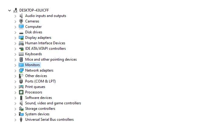 Menu Monitor Device Manager