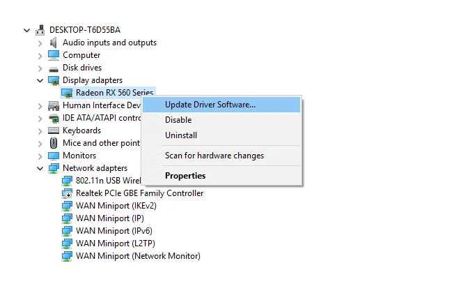 Update Driver Software