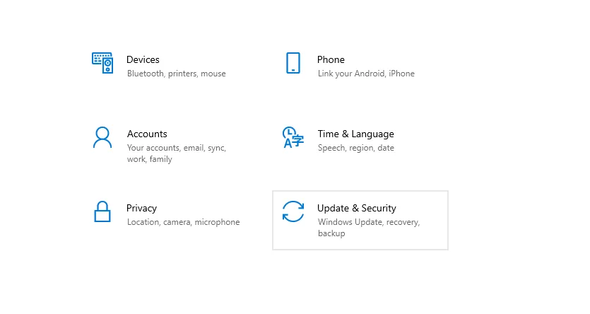 Menu Update Security