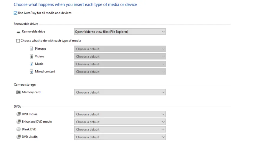 Setting Auto Play di Control Panel