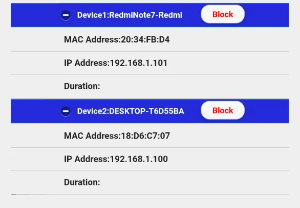 Menu Pengaturan Blokir WiFi