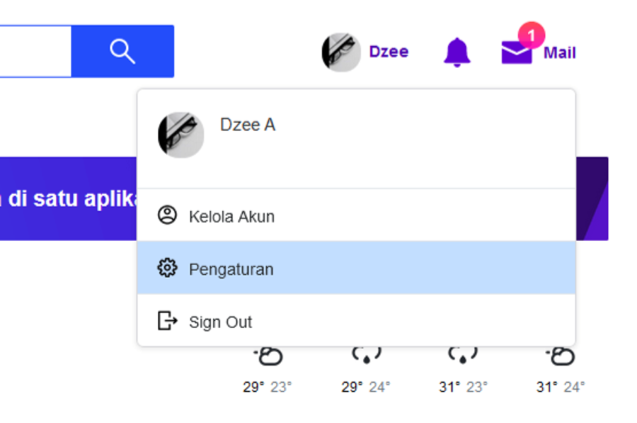 Pengaturan Yahoo