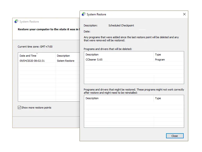 Program Pada Restore Point