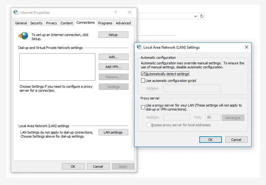 Hilangkan Centang Proxy