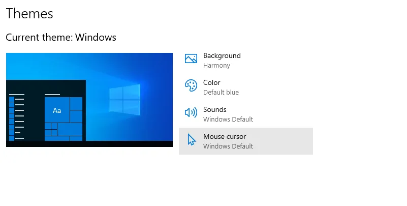 Menu Mouse Cursor