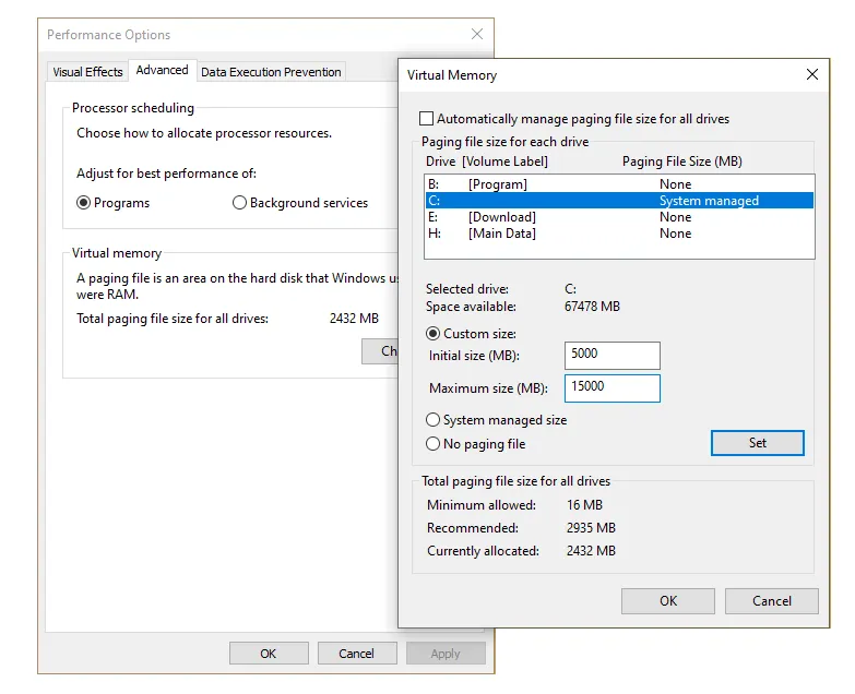 Atur Paging Size Virtual Memory