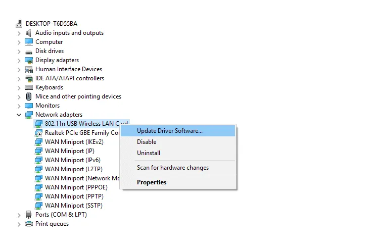 Update Driver Perangkat Internet