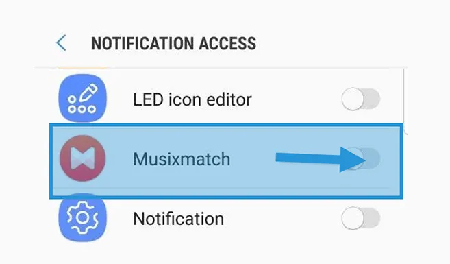 Setting Notifikasi MusixMatch