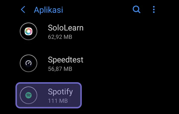 Mencari Spotify di HP