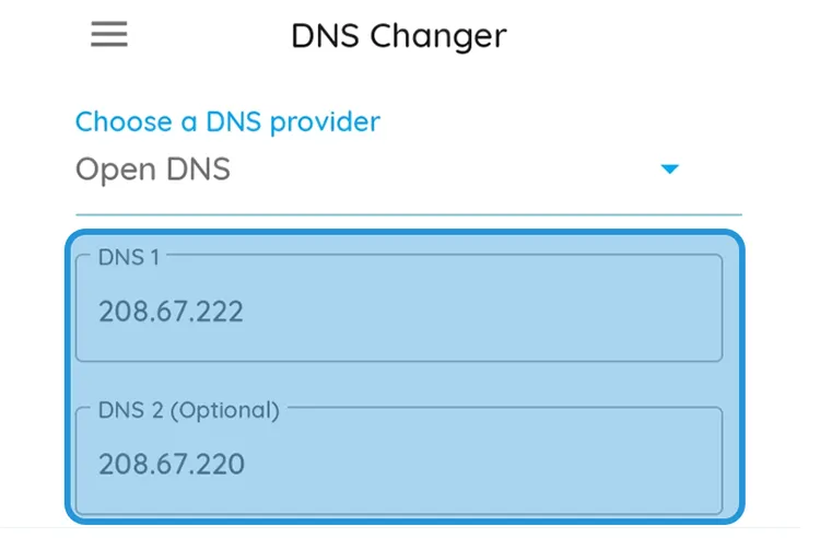 Atur DNS di DNS Changer