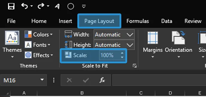 Menu Scale Excel