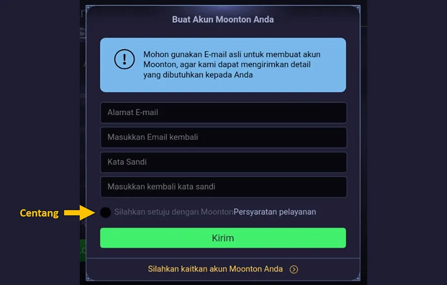 Membuat Akun Baru Moonton