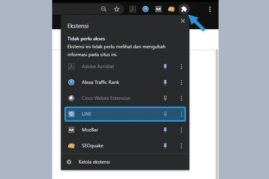Buka Ekstensi Line di Chrome