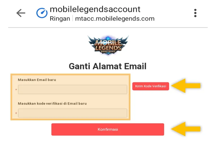 Email Mobile Legends Baru