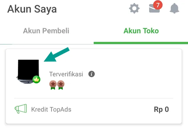 Menu Foto Profil Akun Toko Tokped