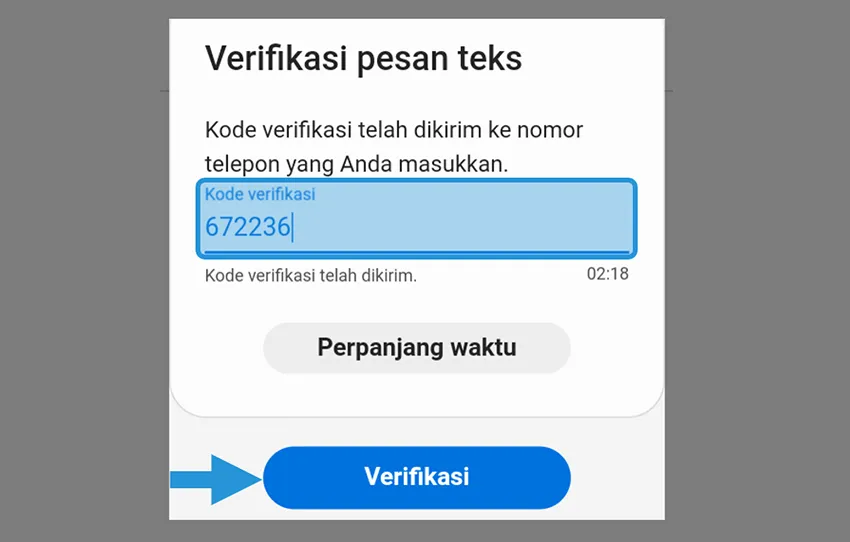 Mengisi Kode Verif Samsung