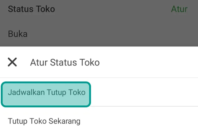 Menu Jadwal Tutup Toko