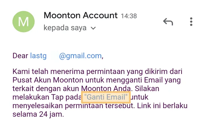 Mengkonfirmasi Ganti Email