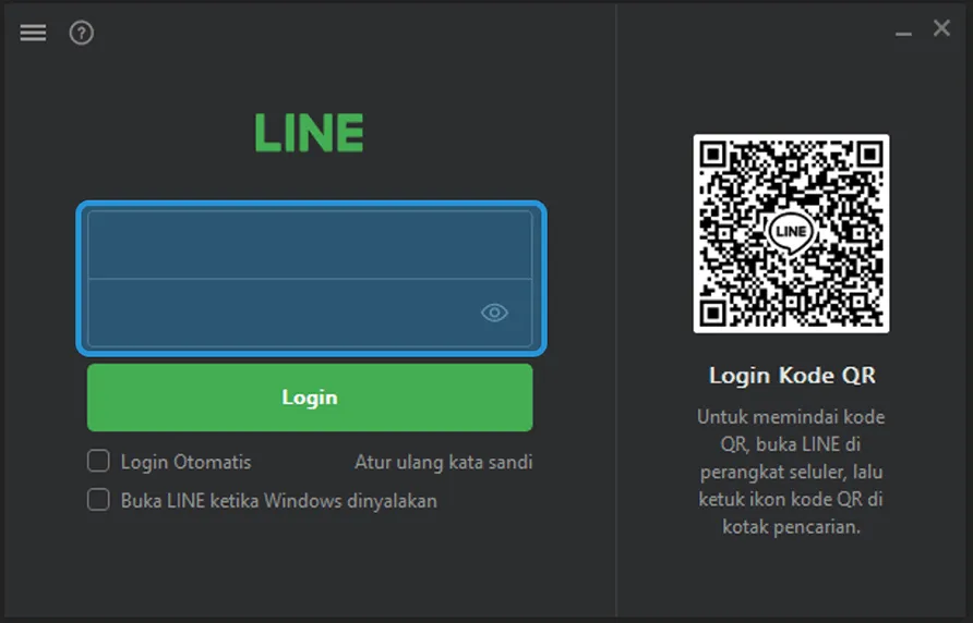 Halaman Login Line