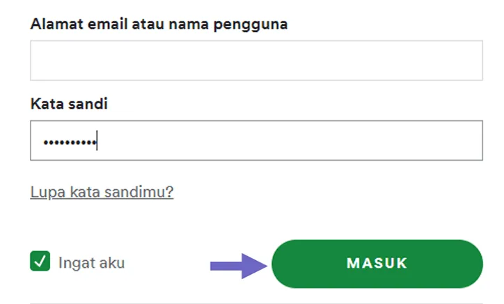 Menu Masuk ke Akun Spotify