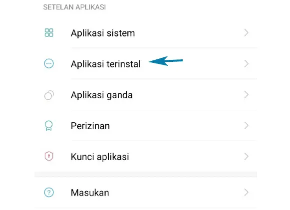 Menu Aplikasi Terinstal