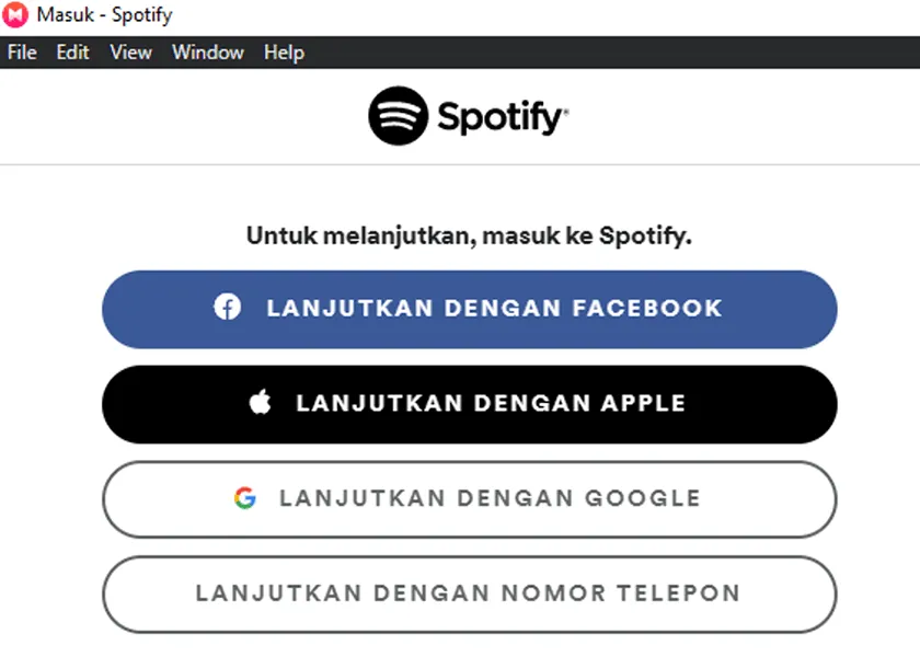 Masuk di Spotify MusixMatch