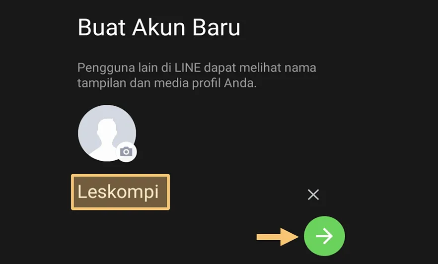 Mengisi Nama Profil Line